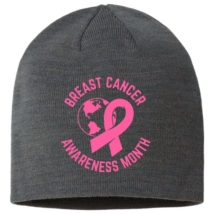 Pink Ribbon Breast Cancer Awareness Month Gift 8 1/2in Sustainable Knit Beanie