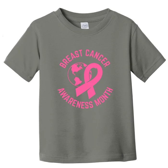 Pink Ribbon Breast Cancer Awareness Month Gift Toddler T-Shirt