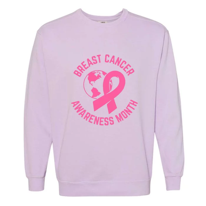 Pink Ribbon Breast Cancer Awareness Month Gift Garment-Dyed Sweatshirt