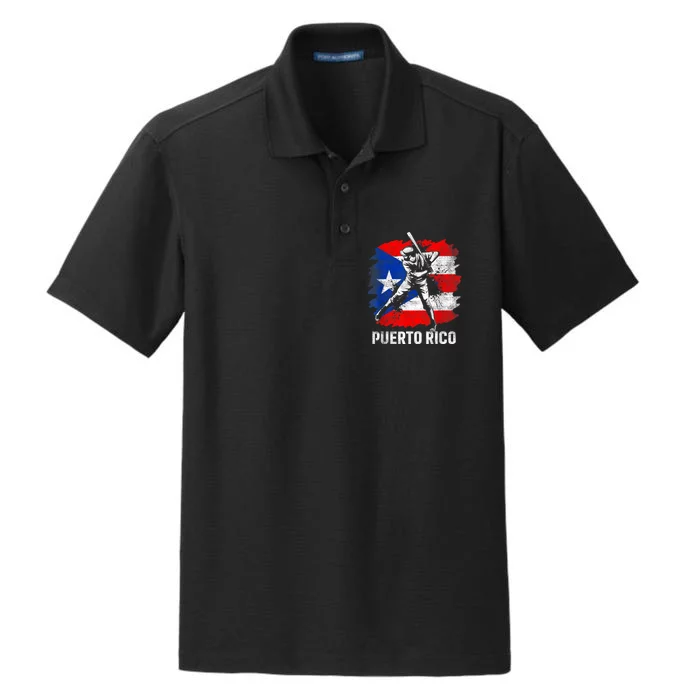 Puerto Rican Baseball Player Puerto Rico Flag Baseball Dry Zone Grid Performance Polo