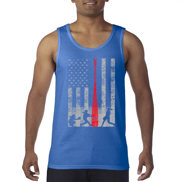 Patriotic Red Bat Softball Flag Great Gift Tank Top