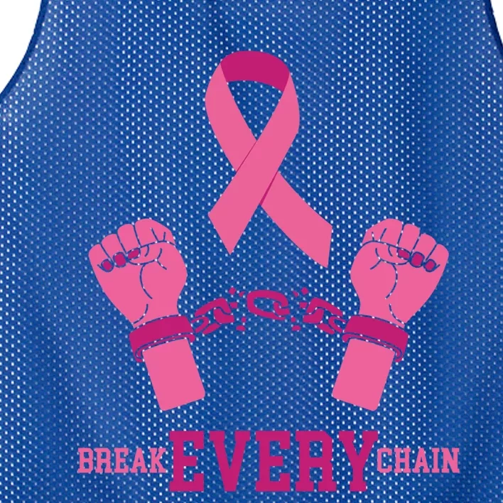 Pink Ribbon Breast Cancer Cute Gift Break Every Chain Design Gift Mesh Reversible Basketball Jersey Tank