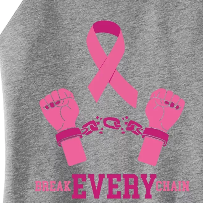 Pink Ribbon Breast Cancer Cute Gift Break Every Chain Design Gift Women’s Perfect Tri Rocker Tank