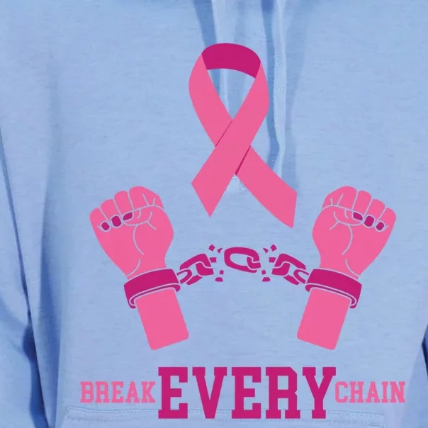 Pink Ribbon Breast Cancer Cute Gift Break Every Chain Design Gift Unisex Surf Hoodie