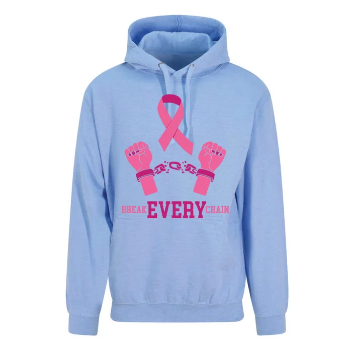 Pink Ribbon Breast Cancer Cute Gift Break Every Chain Design Gift Unisex Surf Hoodie