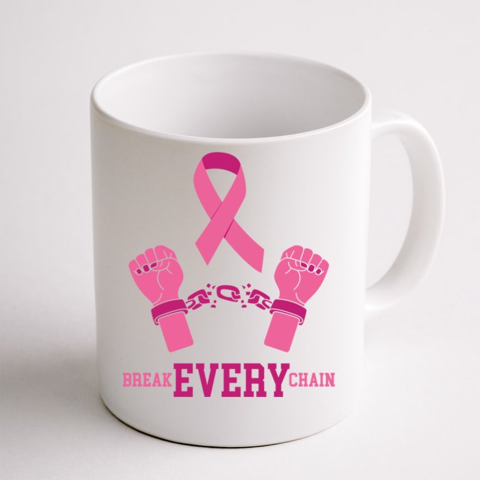 Pink Ribbon Breast Cancer Cute Gift Break Every Chain Design Gift Front & Back Coffee Mug