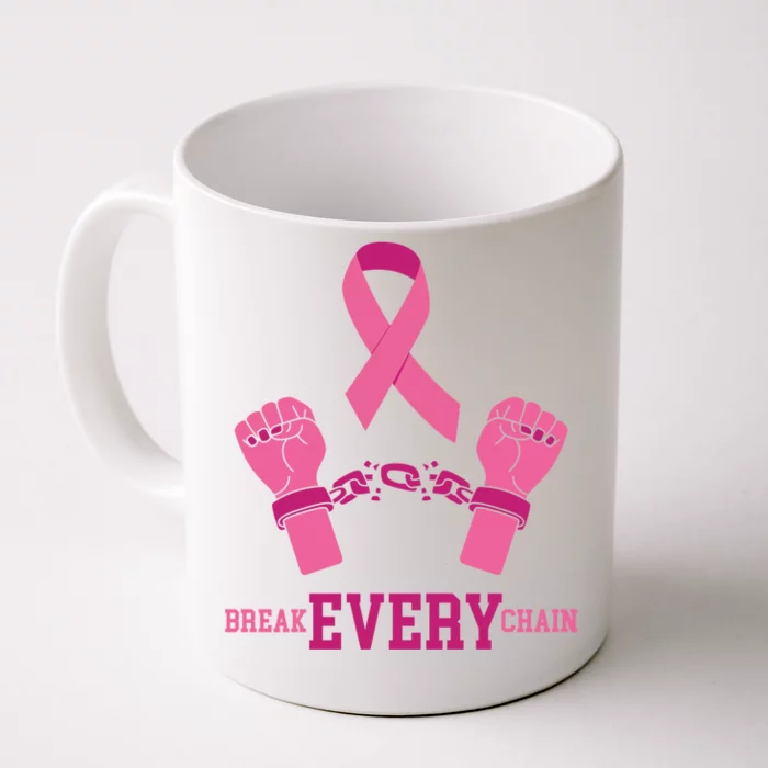 Pink Ribbon Breast Cancer Cute Gift Break Every Chain Design Gift Front & Back Coffee Mug