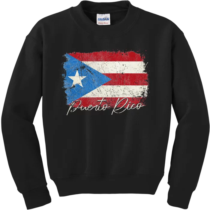 Puerto Rico Boricua Vintage Puerto Rican Flag Pride Kids Sweatshirt