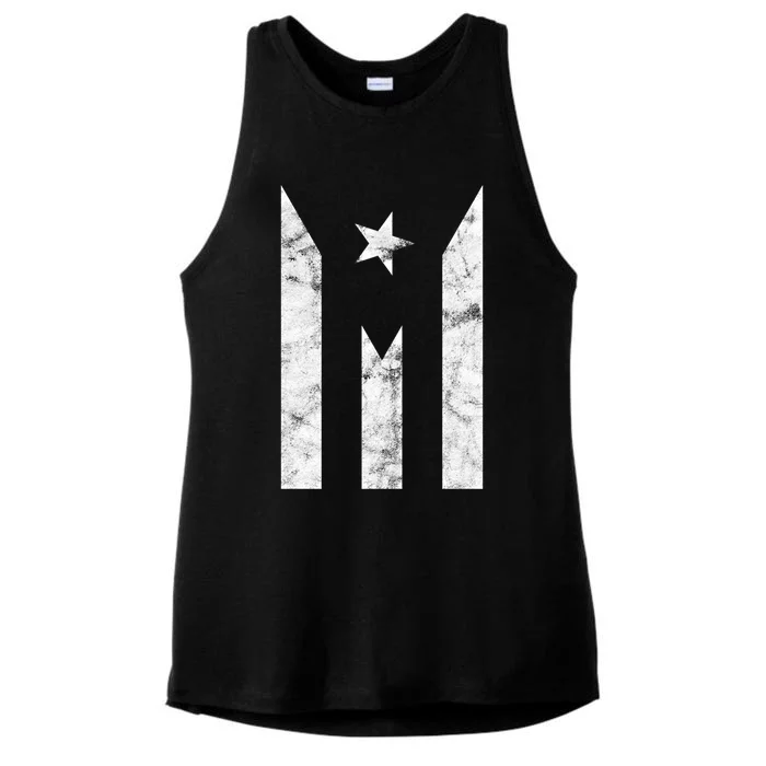 Puerto Rico Black Flag Puerto Rican Pride Independent Gift Ladies Tri-Blend Wicking Tank