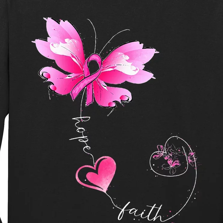 P.I.N.K Ribbon Butterfly Breast Cancer Awareness Tall Long Sleeve T-Shirt