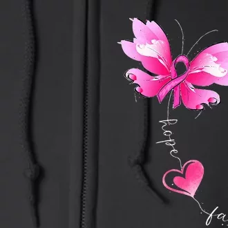 P.I.N.K Ribbon Butterfly Breast Cancer Awareness Full Zip Hoodie