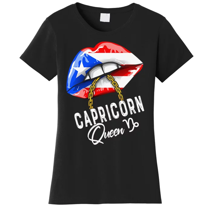 Puerto Rico Capricorn Queen December Birthday Flag Women's T-Shirt