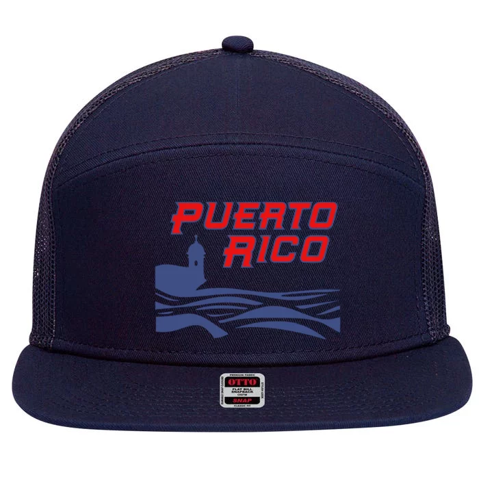 Puerto Rico Clasico Mundial Beisbol Diseo Para 7 Panel Mesh Trucker Snapback Hat