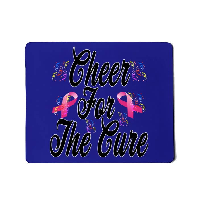 Pink Ribbon Cheer For The Cure Breast Cancer Awareness Funny Gift Mousepad