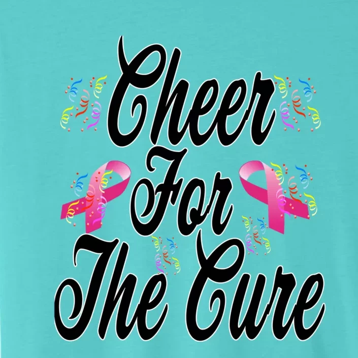 Pink Ribbon Cheer For The Cure Breast Cancer Awareness Funny Gift ChromaSoft Performance T-Shirt