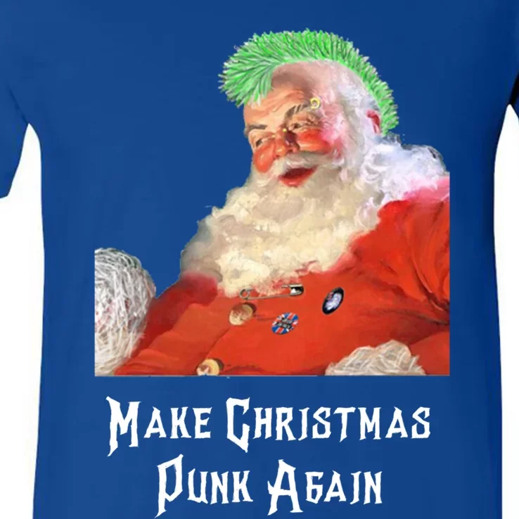 Punk Rock Christmas Santa Punk Rock Gift V-Neck T-Shirt