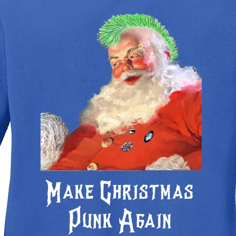 Punk Rock Christmas Santa Punk Rock Gift Ladies Long Sleeve Shirt