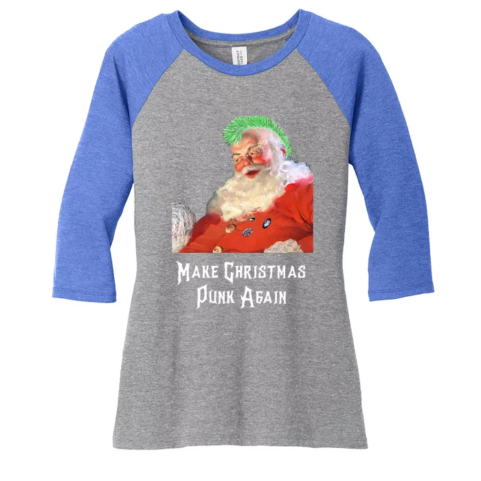 Punk Rock Christmas Santa Punk Rock Gift Women's Tri-Blend 3/4-Sleeve Raglan Shirt