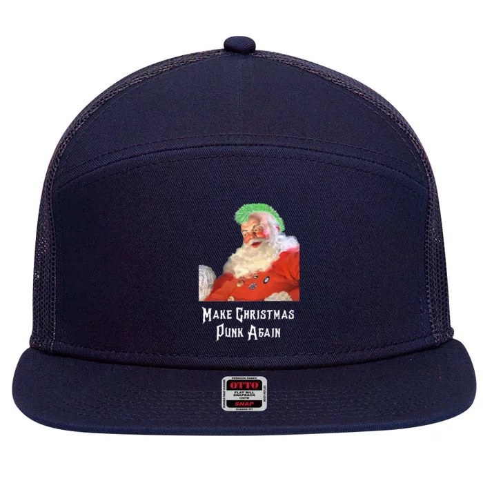 Punk Rock Christmas Santa Punk Rock Gift 7 Panel Mesh Trucker Snapback Hat