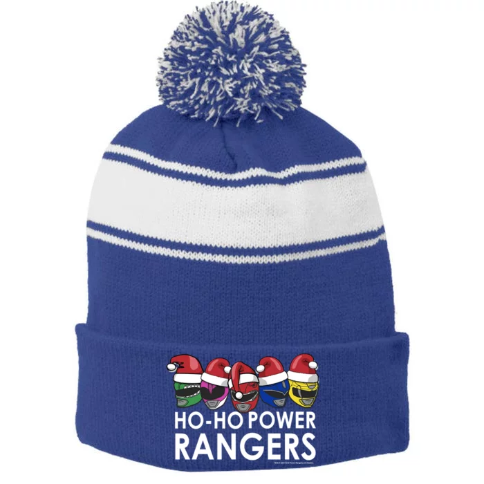 Power Rangers Christmas Group Shot Line Up Hoho Rangers Funny Gift Stripe Pom Pom Beanie