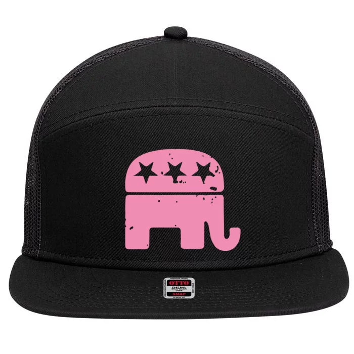 Pink Republican Cute Gop Elephant Christmas 7 Panel Mesh Trucker Snapback Hat