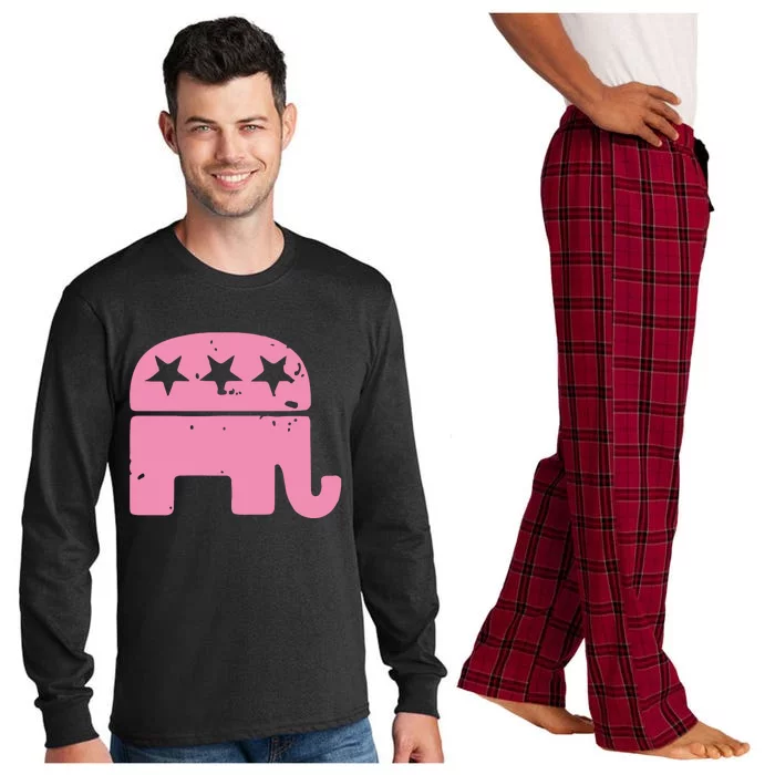 Pink Republican Cute Gop Elephant Christmas Long Sleeve Pajama Set