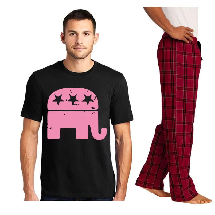 Pink Republican Cute Gop Elephant Christmas Pajama Set