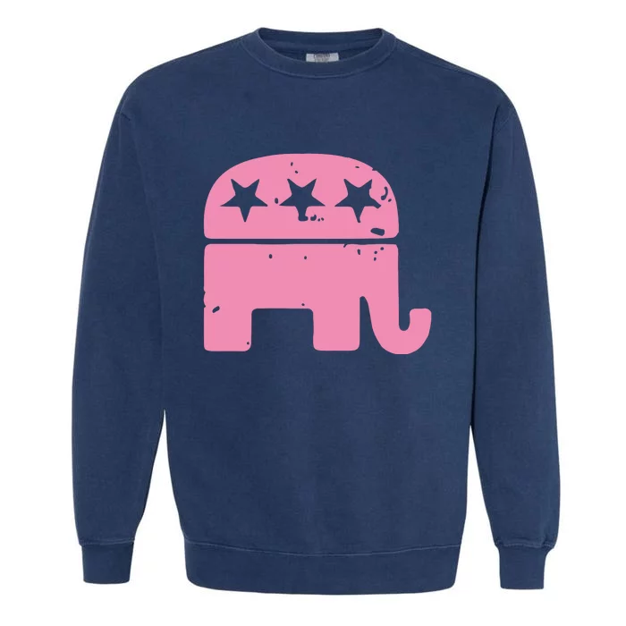 Pink Republican Cute Gop Elephant Christmas Garment-Dyed Sweatshirt