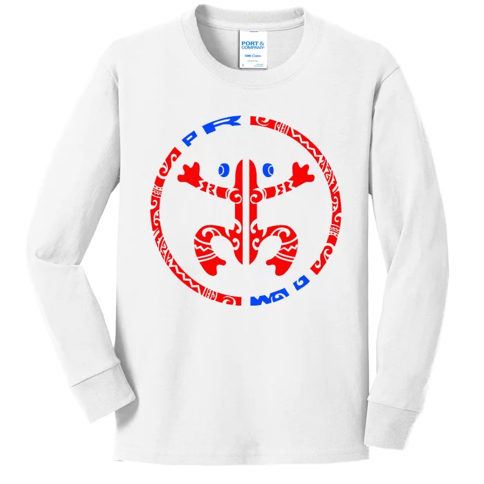 Puerto Rico Coqui Frog Taino Boricua Tradition Kids Long Sleeve Shirt