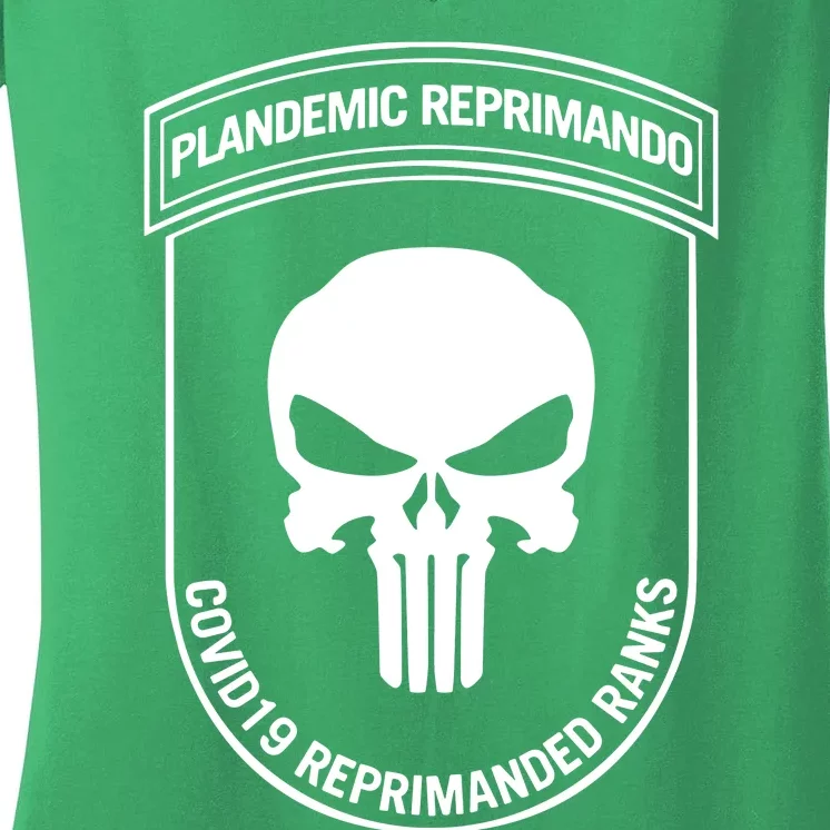 Plandemic Reprimando Covid19 Reprimanded Ranks Women's V-Neck T-Shirt