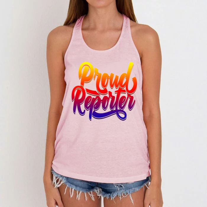 Proud Reporter Correspondent Press Member Journalist Gift Women's Knotted Racerback Tank