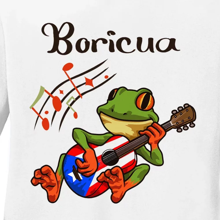 Puerto Rico Coqui Frog Puerto Rican Music Ladies Long Sleeve Shirt