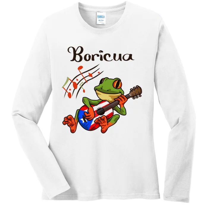 Puerto Rico Coqui Frog Puerto Rican Music Ladies Long Sleeve Shirt