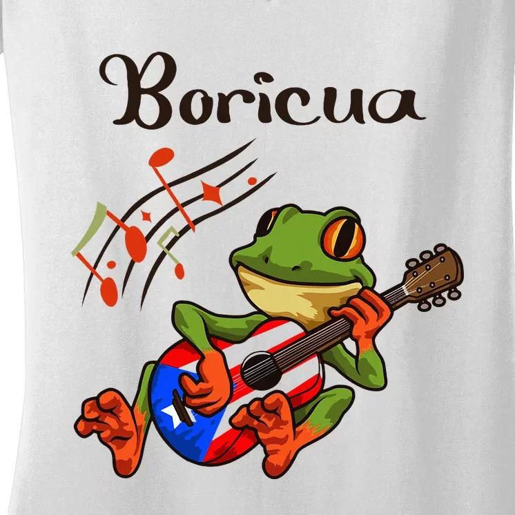 Puerto Rico Coqui Frog Puerto Rican Music Women's V-Neck T-Shirt