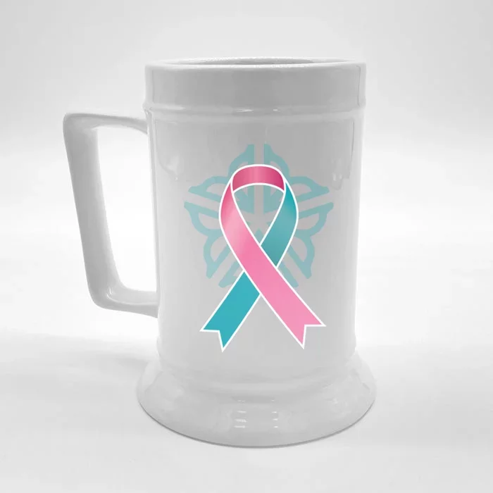 Previvor Ribbon Cute Gift Front & Back Beer Stein