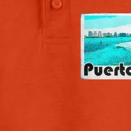 Puerto Rico Caribbean Retro Poster Dry Zone Grid Performance Polo