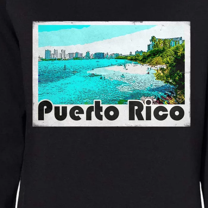 Puerto Rico Caribbean Retro Poster Womens California Wash Sweatshirt