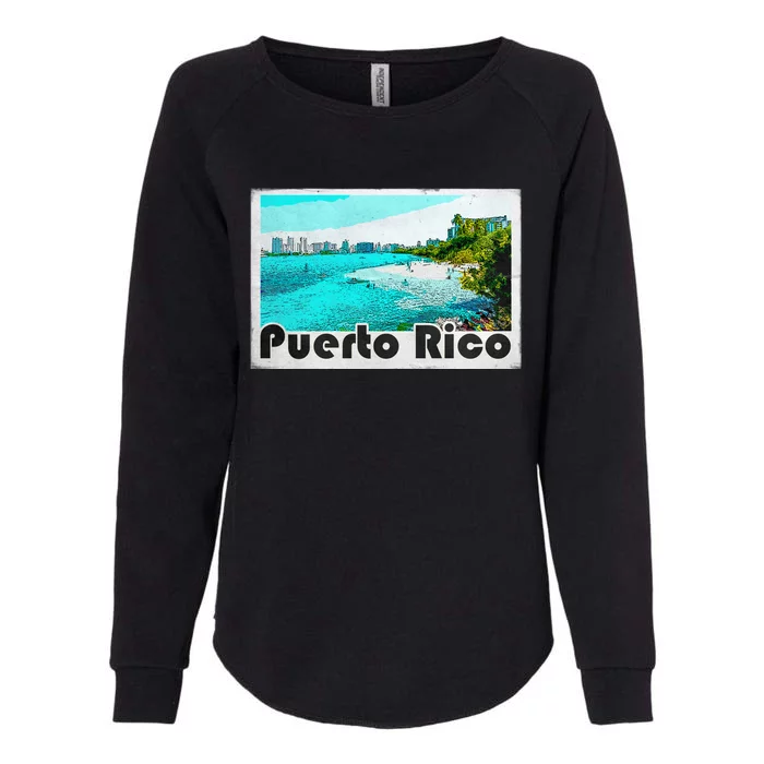 Puerto Rico Caribbean Retro Poster Womens California Wash Sweatshirt