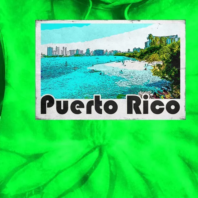 Puerto Rico Caribbean Retro Poster Tie Dye Hoodie