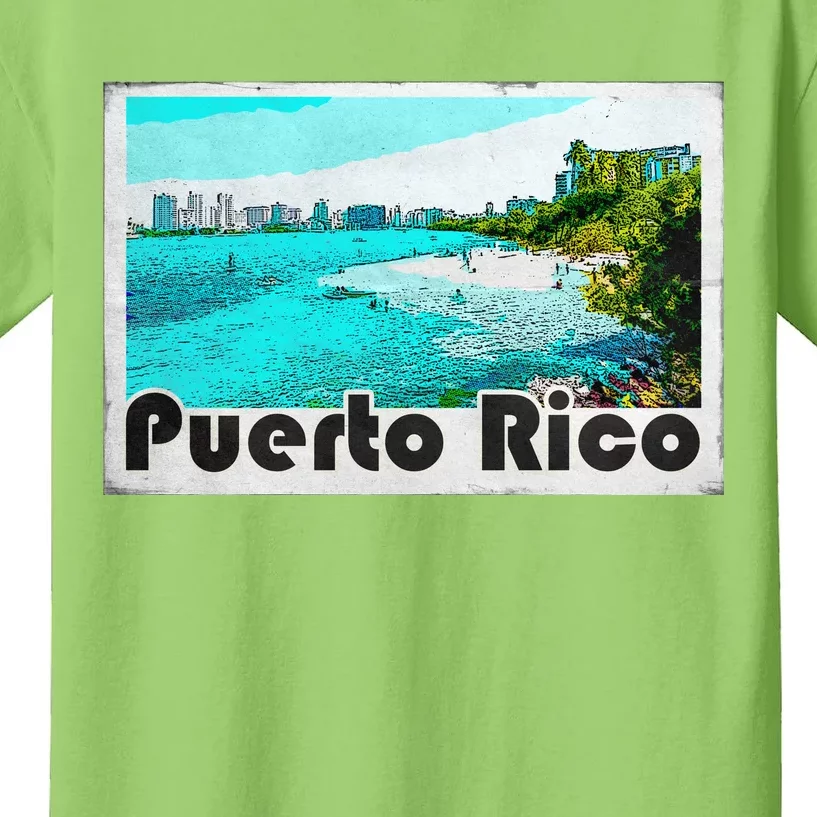 Puerto Rico Caribbean Retro Poster Kids T-Shirt