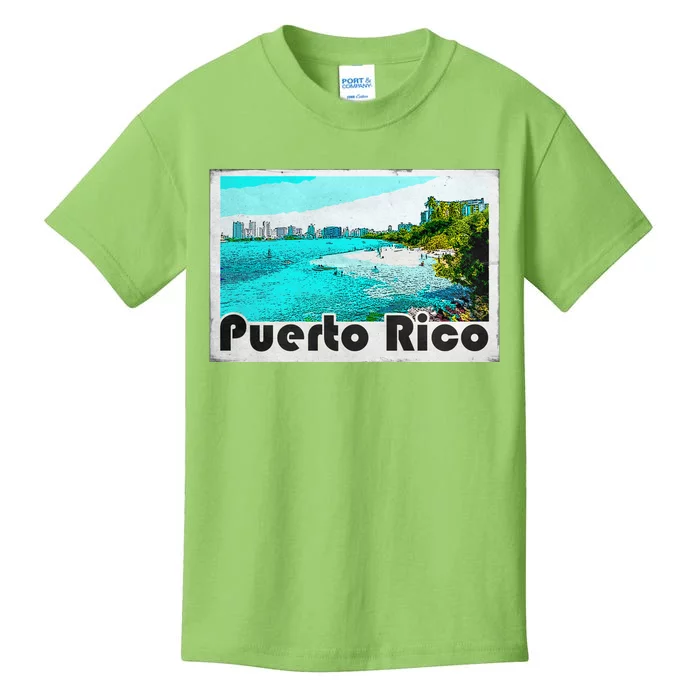 Puerto Rico Caribbean Retro Poster Kids T-Shirt