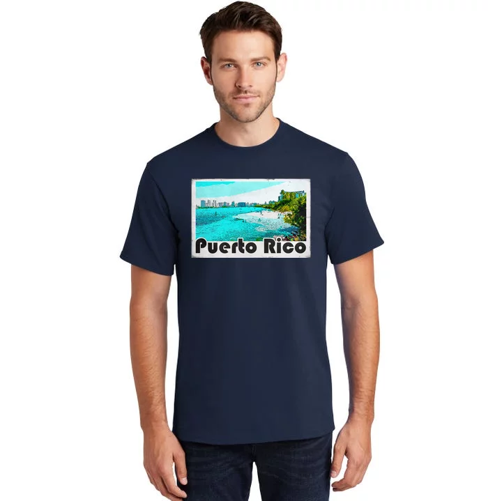 Puerto Rico Caribbean Retro Poster Tall T-Shirt