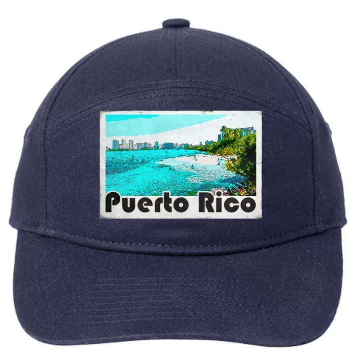 Puerto Rico Caribbean Retro Poster 7-Panel Snapback Hat