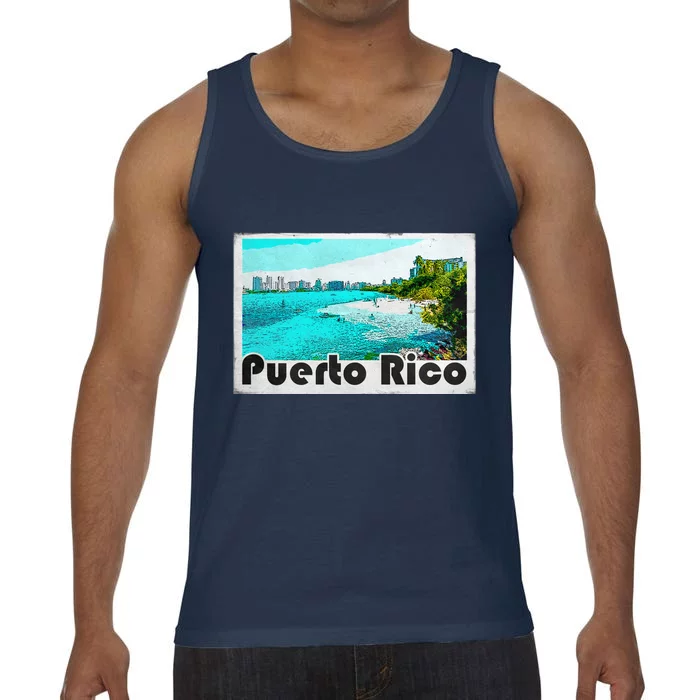 Puerto Rico Caribbean Retro Poster Comfort Colors® Tank Top