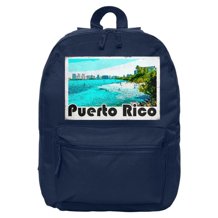 Puerto Rico Caribbean Retro Poster 16 in Basic Backpack