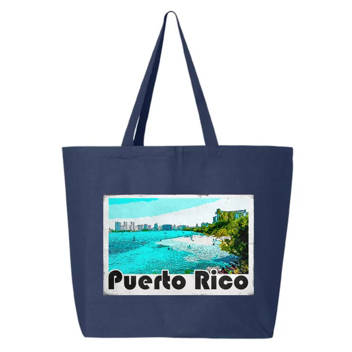 Puerto Rico Caribbean Retro Poster 25L Jumbo Tote