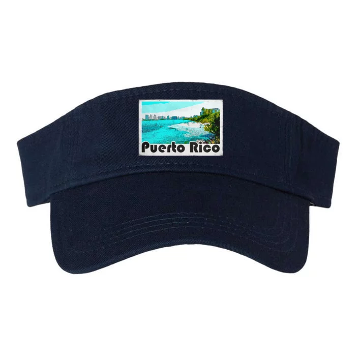 Puerto Rico Caribbean Retro Poster Valucap Bio-Washed Visor