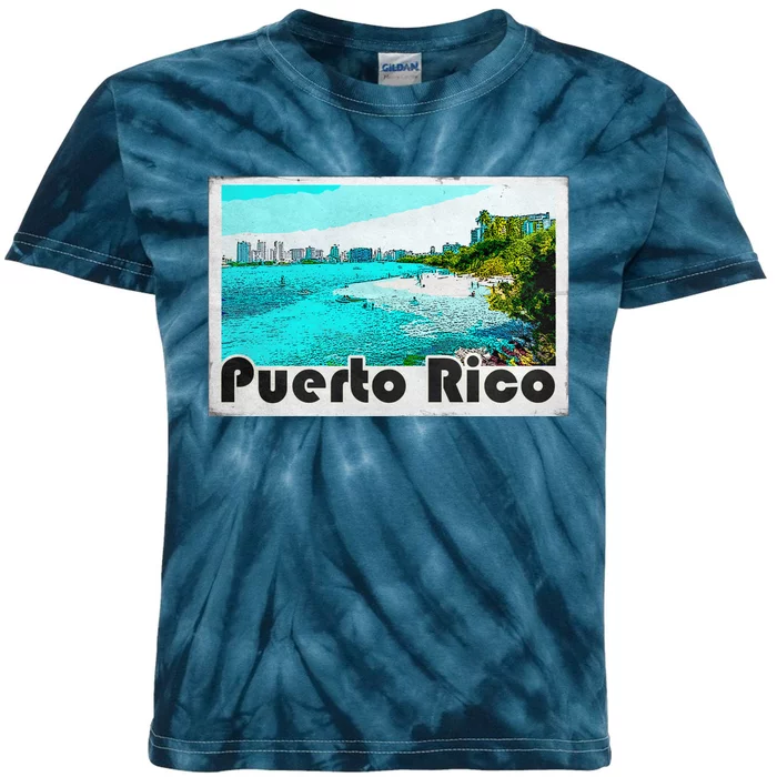 Puerto Rico Caribbean Retro Poster Kids Tie-Dye T-Shirt