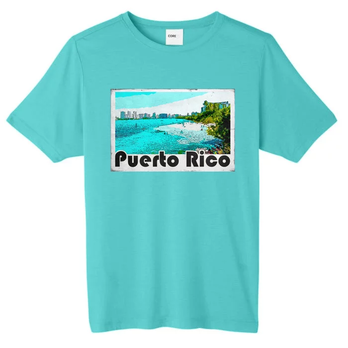 Puerto Rico Caribbean Retro Poster ChromaSoft Performance T-Shirt