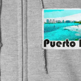 Puerto Rico Caribbean Retro Poster Full Zip Hoodie